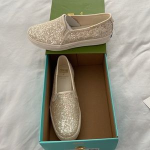 Keds for Kate Spade platform glitter slipons. Bridal. Size 7. Work once